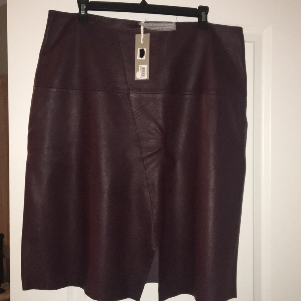 Leather Skirt, Burgundy Fudge by Emerson Rose sz16